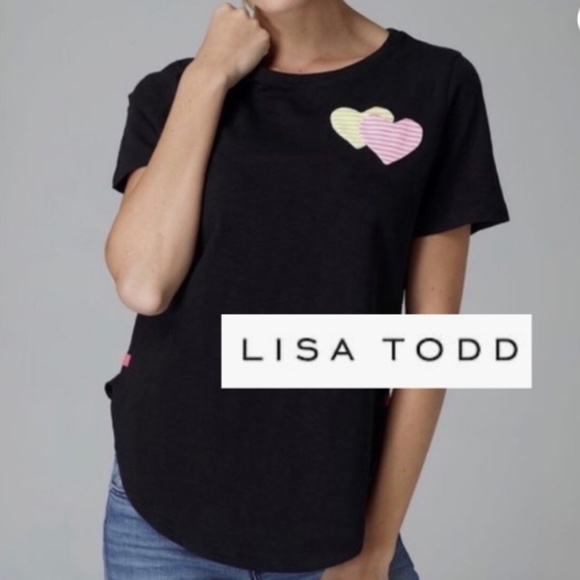 Lisa Todd Tops - Lisa Todd Double Dare hearts black tee, L, CB2521